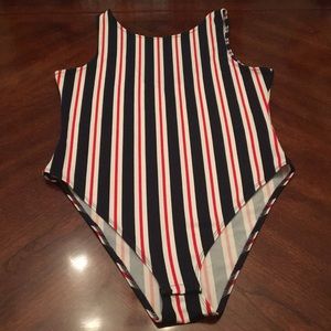 H&M bodysuit NWOT. Striped red/white/blue.
